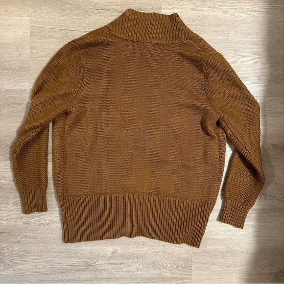 Dark tan open front ribbed knit cardigan - Picture 4 of 4